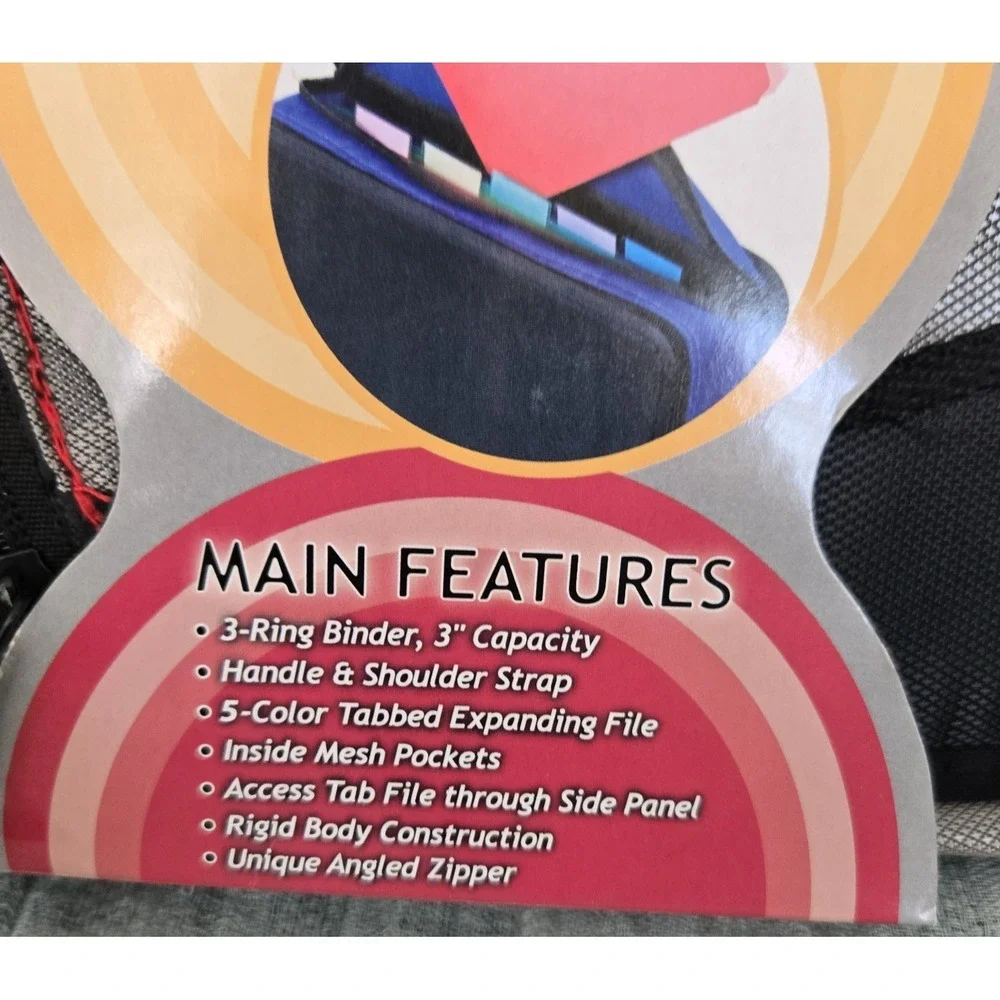 Case‎ It 3 Ring Binder Zipper Close Filing Folder Notebook Shoulder Strap